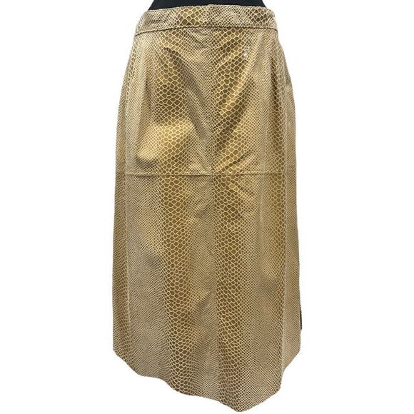 Persona Marina Rinaldi Python Print Leather Skirt Sz 23 (M) - Picture 1 of 16